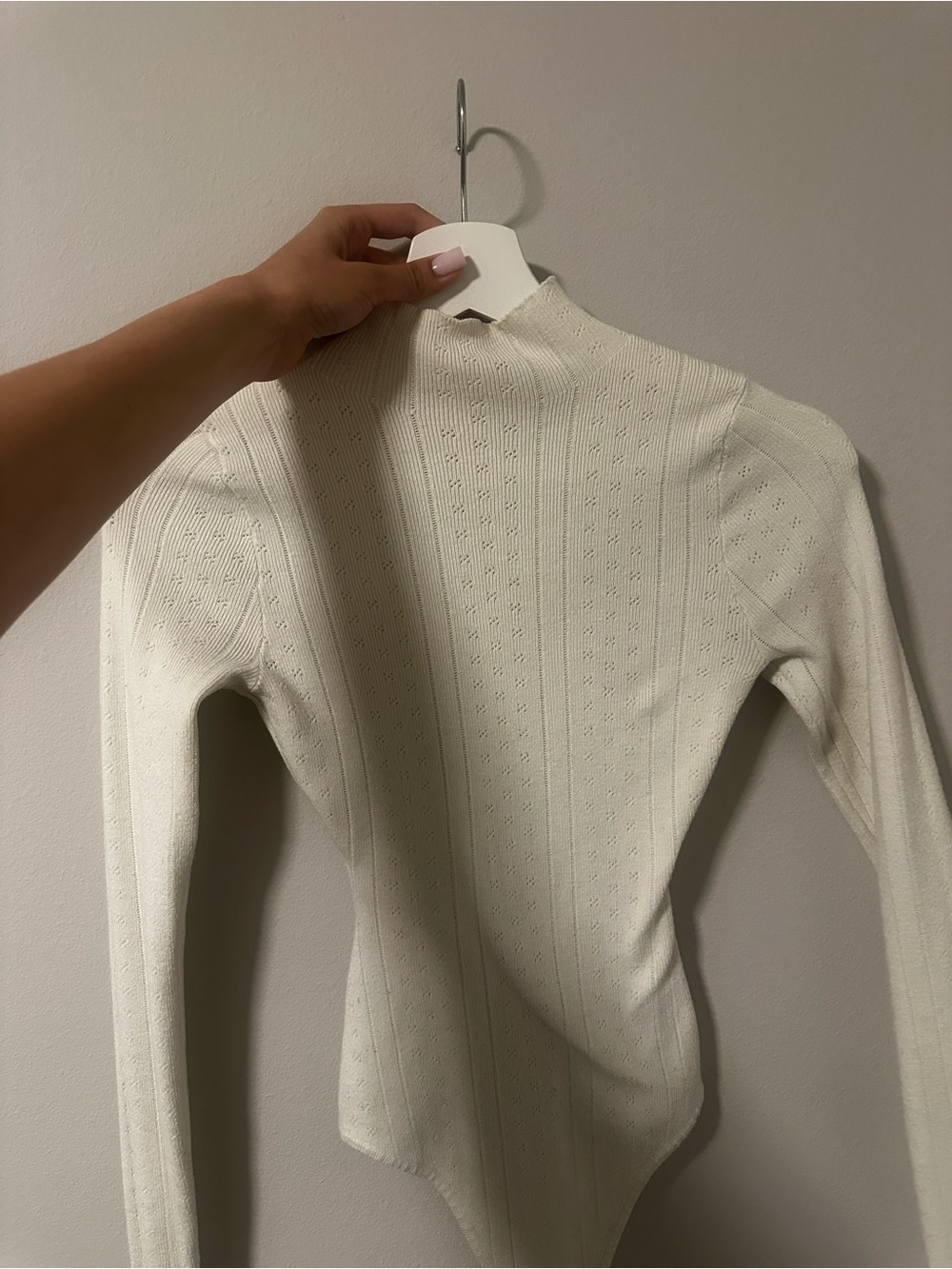Windsor Cream Mock Neck Ribbed Bodysuit